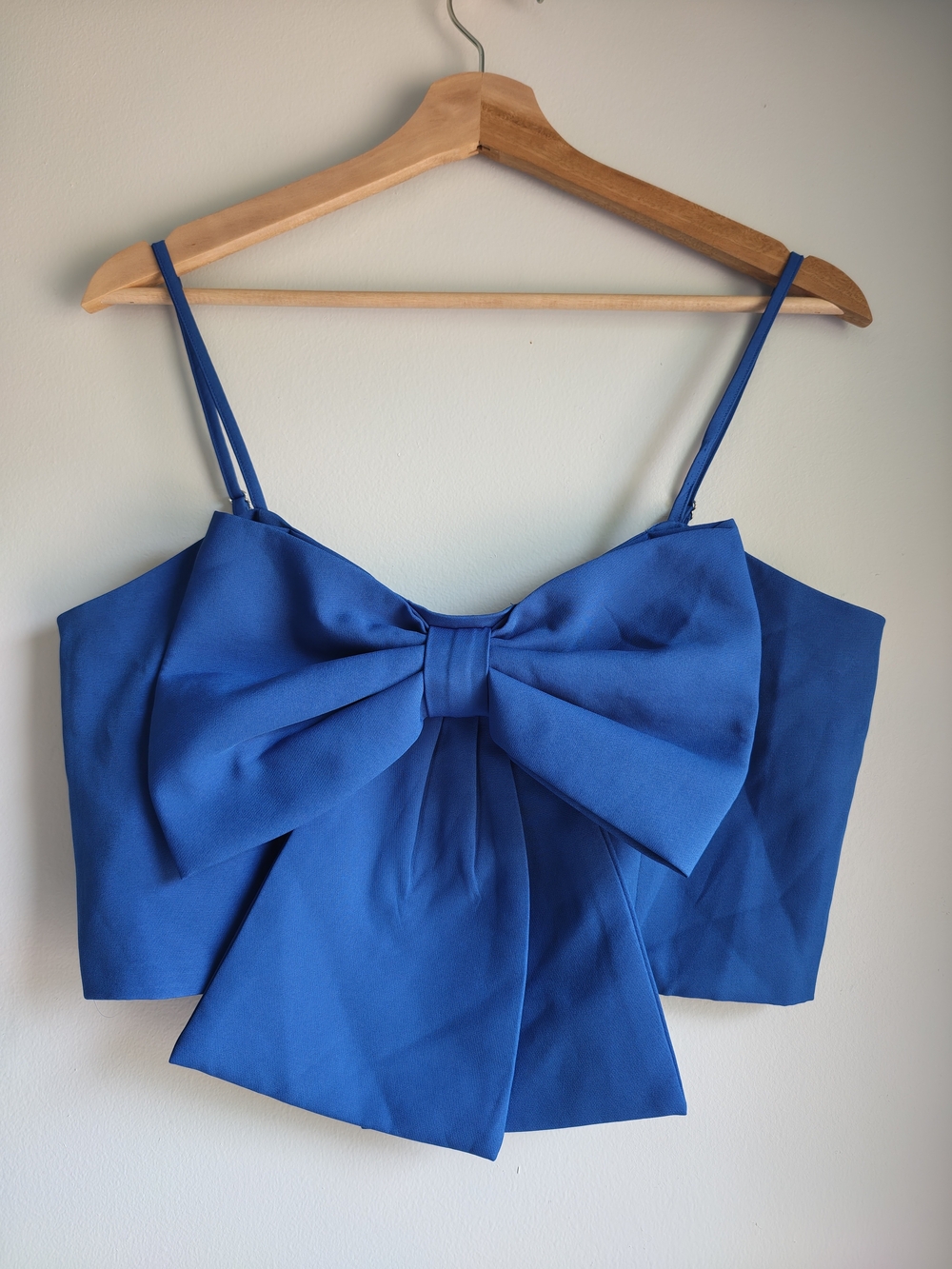 Cloud Ten Women’s Royal Blue Bow Detail Crop Top Size L - Picture 2 of 9